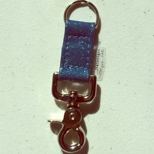 Blue sparkle vinyl snap clasp keychain